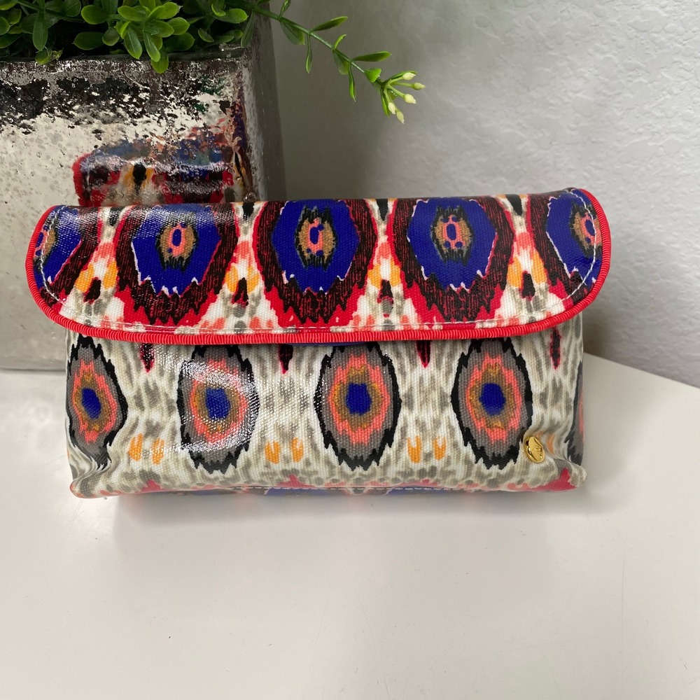 Stephanie Johnson Makeup Bag Womens‎ Red Blue Ikat Tribal Bamboo Pulls Boho OS